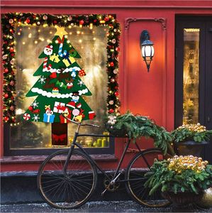 Decoración de pared navideña de árbol de Navidad de fieltro personalizado DIY con cadena de luz adecuada para niños y niños pequeños