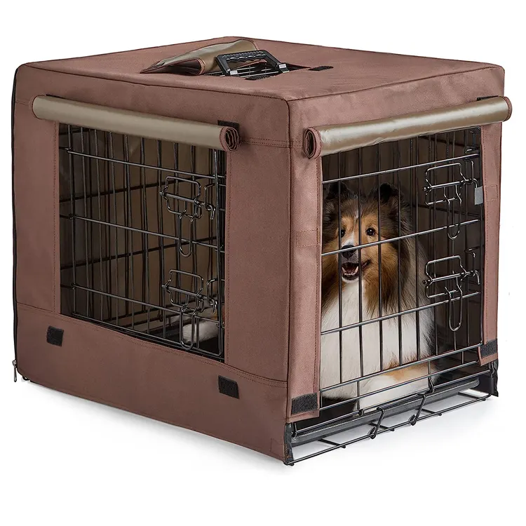 Dubbele Deur Hondenkennels & Huizen Voor Puppy En Katten Met Hondenkrat Hoes, Opvouwbare Metalen Contour Hondenkooien