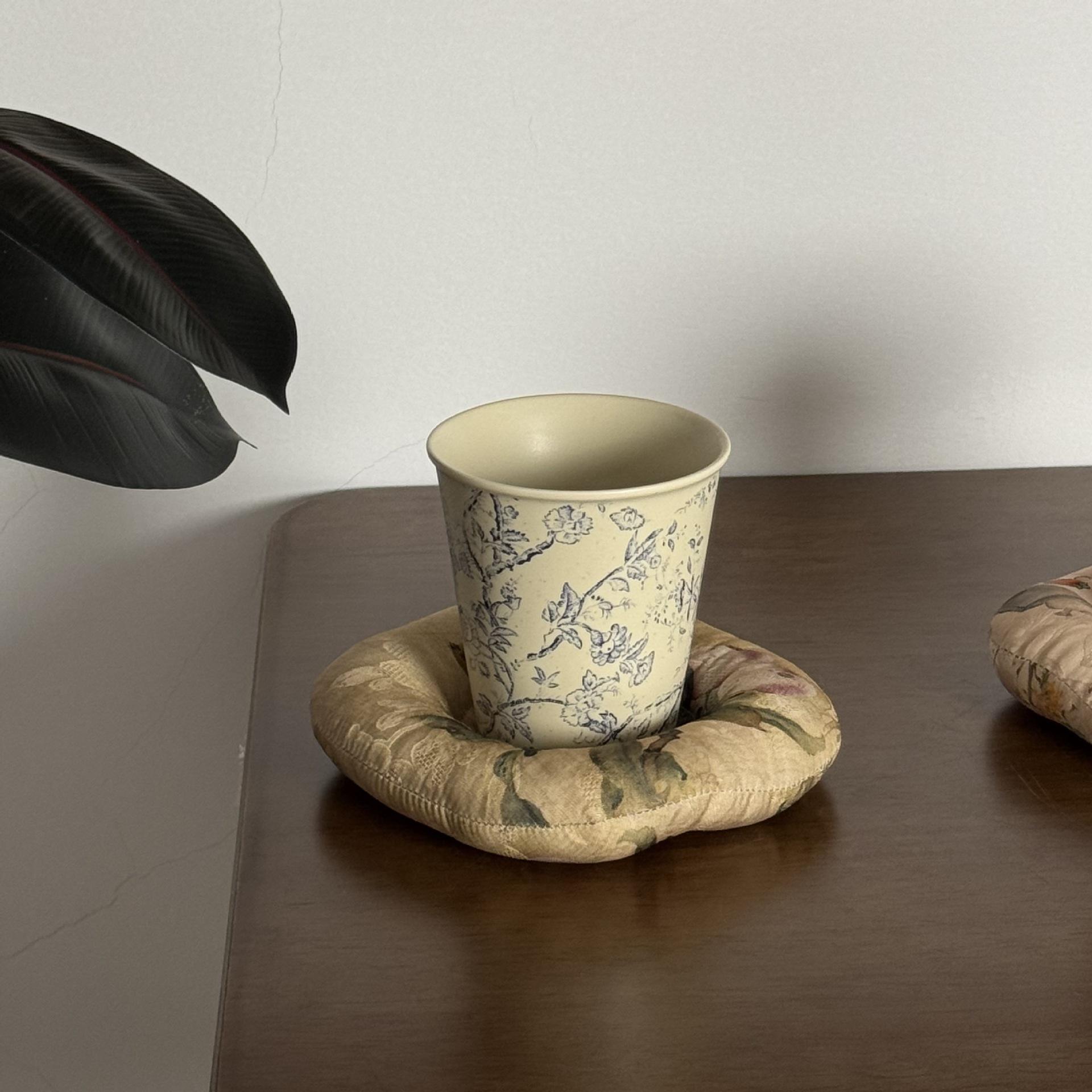 Vintage blue floral cup caliber 9, height 10