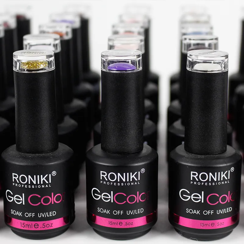 RONIKI-esmalte de uñas en Gel UV, 15ml, purpurina pura, 308 colores, duradero