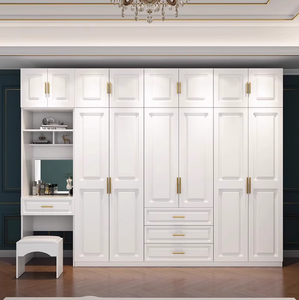 Armoire de campagne française de taille personnalisée en armoire classique en bois sculpté blanc avec porte en MDF style vieilli - Product Image 4