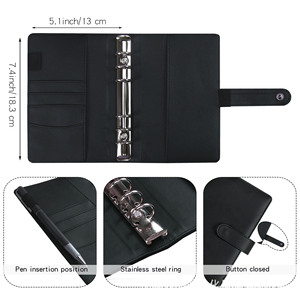 Cubierta de cuero Pu personalizada A6 con pegatinas de sobres, cuadernos de hojas sueltas, carpeta de anillos, planificador de dinero en efectivo, sistema económico - Product Image 5