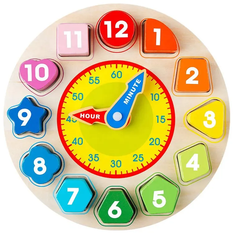 2023 nuovo Design colorato educativo numero forma Sorter bambini apprendimento in legno orologio Montessori giocattoli per bambini in età prescolare