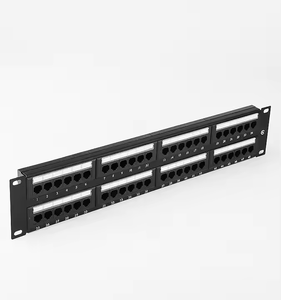 工厂价格RJ45 48端口2U机架可安装直通耦合器5e类UTP 19英寸，带可拆卸后杆接线板 - Product Image 1