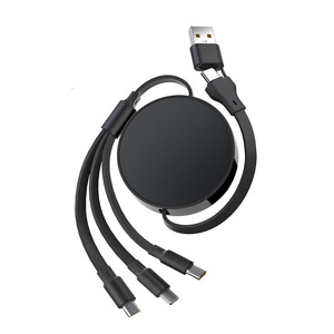 2025适用于所有手机的新型通用便携式USB/C型至微型/8针/C型3合2 66w可伸缩快速充电电缆 - Product Image 1