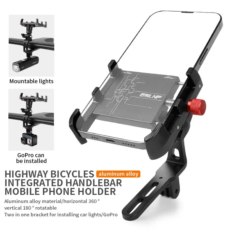 Smartphone Handlebar Stand Mount Bracket Aluminum Alloy Integrated Handlebar Adjustable Road Bicycle Mobile Phone Holder