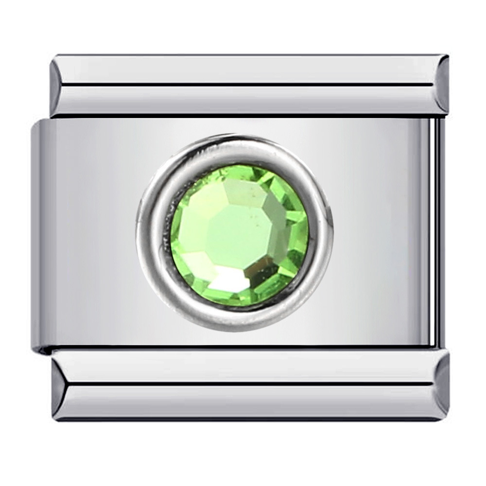 Silver Circle Green Stone - ICY327