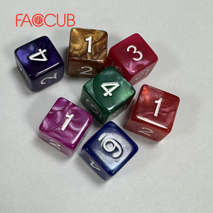Faccub จัดส่งหมายเลขเกมมุมขวาพลาสติกอะคริลิคสีเหลืองลายมุกลูกเต๋า D6 16มม. ของขวัญส่งเสริมการขาย - Product Image 2