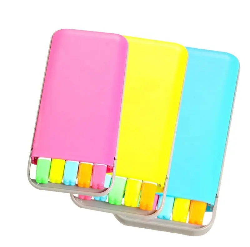 Escuela de papelería 5 unids/set caja lleno de Color caramelo lindo Kawaii fluorescente resaltador agua Multi Color fragante marcador pluma