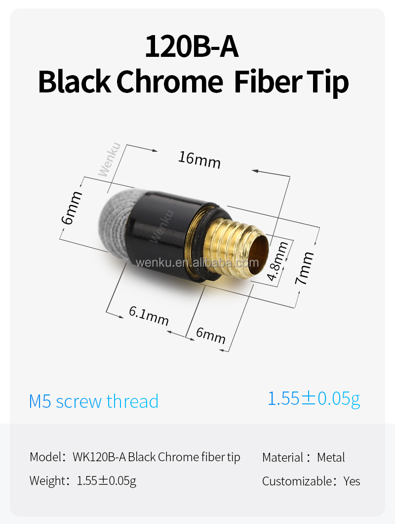 120B-A Black ring Fiber Tip-Black