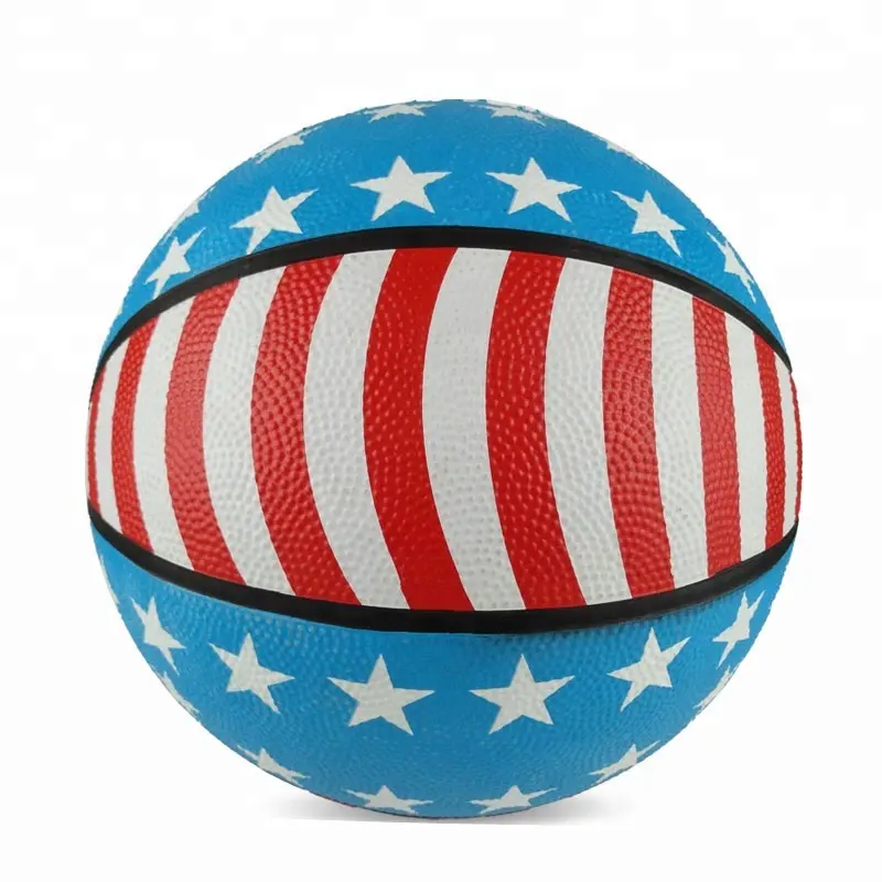 Ballon de basket en caoutchouc avec logo personnalisé en gros Ballon de basket-ball en caoutchouc avec drapeau américain