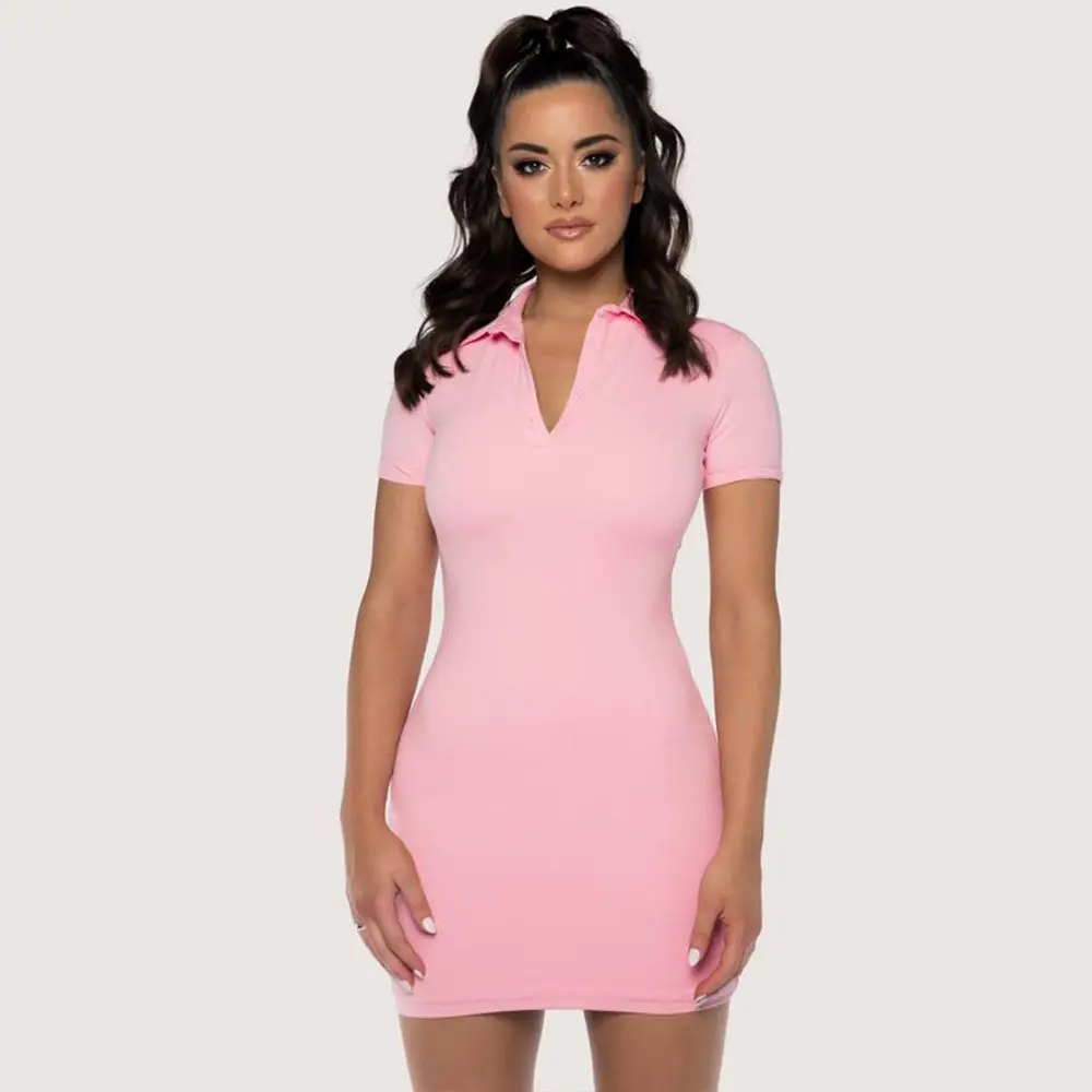 Mandy 2023 Offre Spéciale été nouveauté élégantes robes décontractées coton sport polo Sexy mini robe femmes