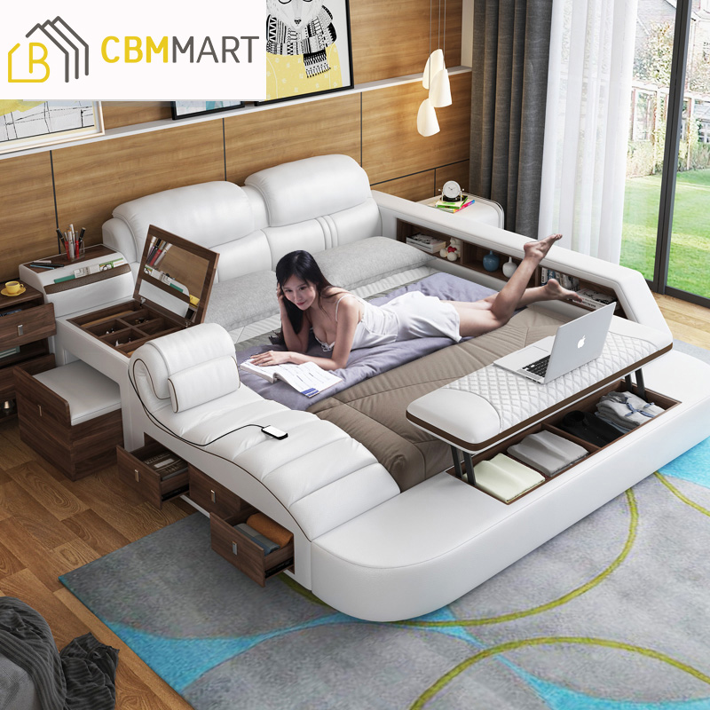 Juego de cama de masaje moderno, reproductor de música, muebles de dormitorio de china