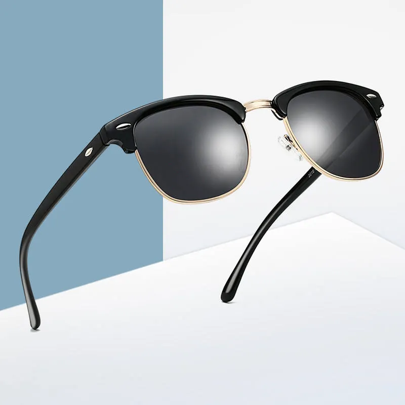 Retro 2024 Classic Women Mens Sun Glasses Trendy Polarized Uv400 Half Frame Sunglasses Vintage Clear Shades