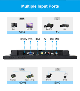 Monitor de ordenador con pantalla ancha de escritorio de 12 pulgadas Monitor de cámara de seguridad CCTV LED de 12 pulgadas con audio VGA HDMIed USB AV BNC - Product Image 4
