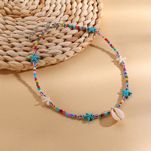 חם מוכר boho אורז חרוז שרשרת שרשרת החוף רב שכבה שרשרת תליון צ 'ינס נשים ינות שרשרת מעטפת בוהמיאן לנשים