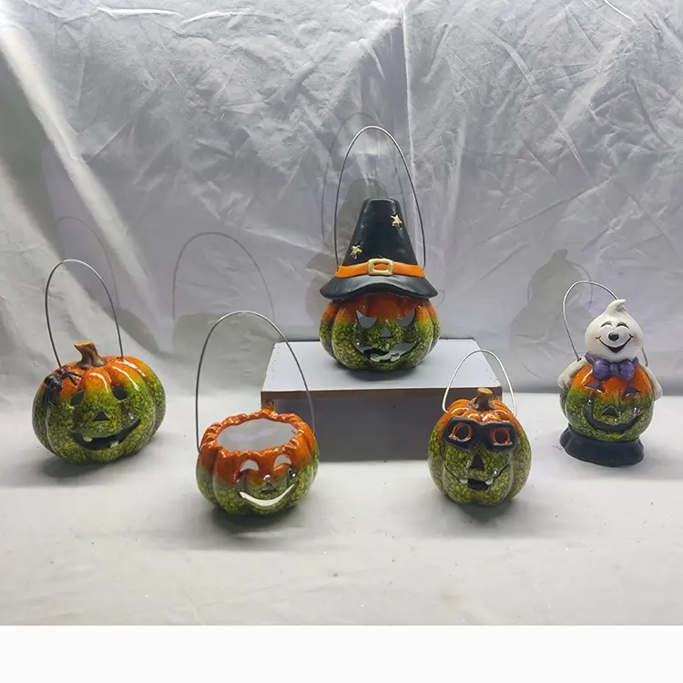 Adornos colgantes de cerámica para Halloween Dolomita Calabaza Fantasma Bruja Sombrero Fiesta Decorativo