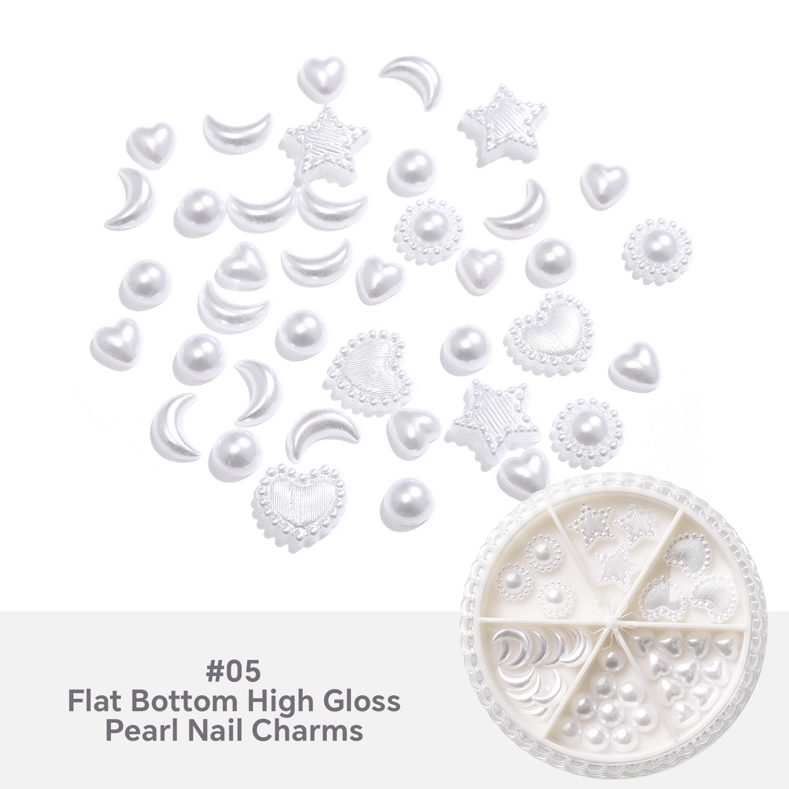 #05 Breloques pour ongles en perles à fond plat et brillant