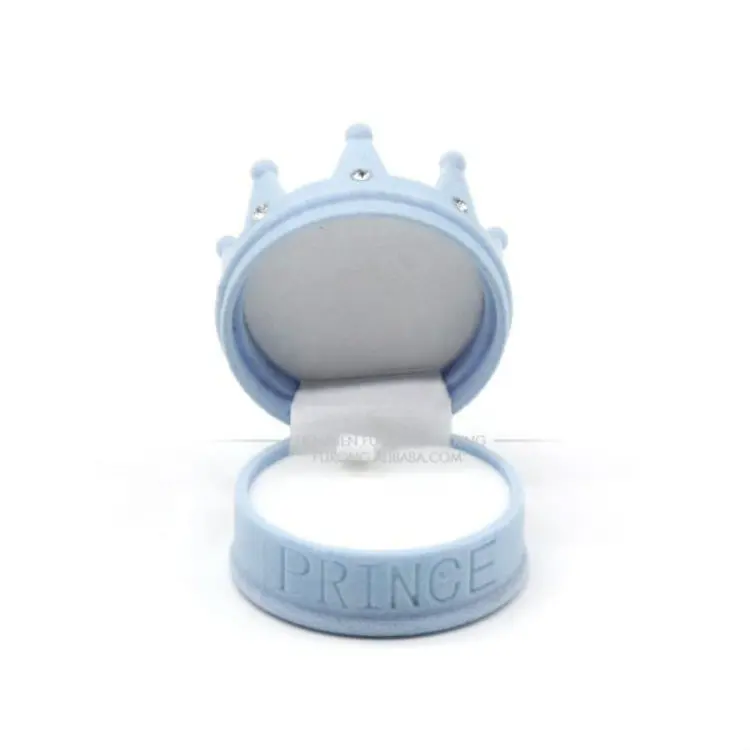 Caja de anillo de terciopelo con forma de corona imperial, joyería de compromiso de terciopelo, pequeña, personalizada, novedad