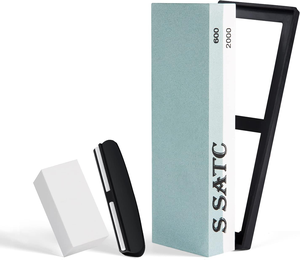 Whetstone 600/2000 Grits Wet <strong>Stone</strong> Sharpening Kit <strong>with</strong> Non-slip <strong>Rubber</strong> Base Angle Guide And Flattening <strong>Stone</strong> - Product Image 1
