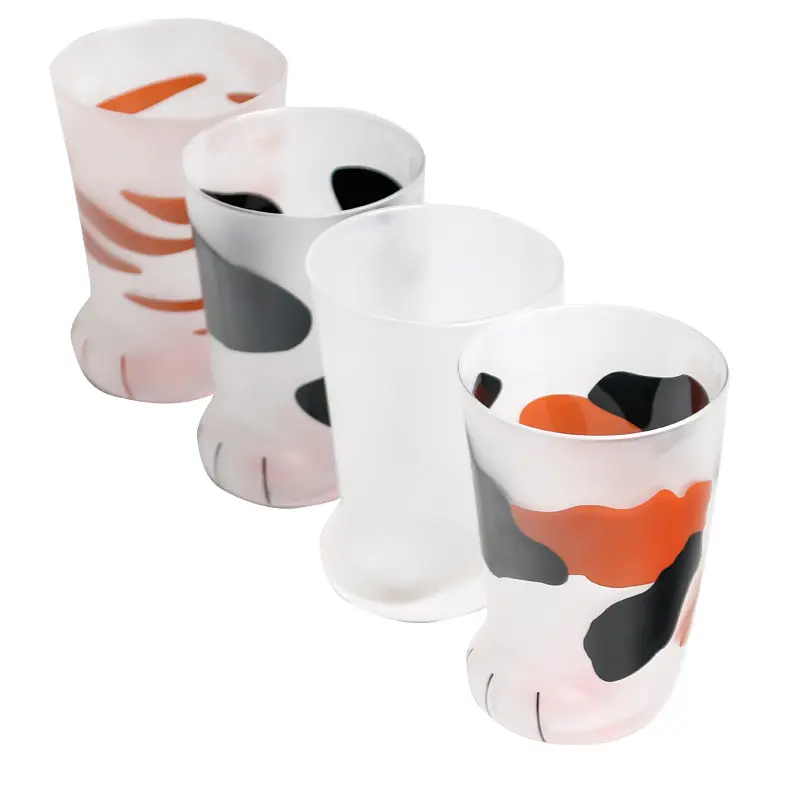 6.8 Cat claw Cup Copo de vidro fosco Copo bonito Cat Foot Claw Print Mug Cat Paw for Coffee Kids Milk Glass Cups
