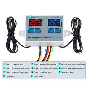 Controlador de temperatura electrónico de control Dual inteligente digital, con interruptor de controlador de temperatura ajustable, con control dual