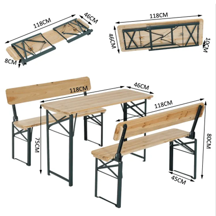 Yoho Holz Patio Klapp bänke Picknick Innenhof Party Essen Bier Set Tisch und Bank