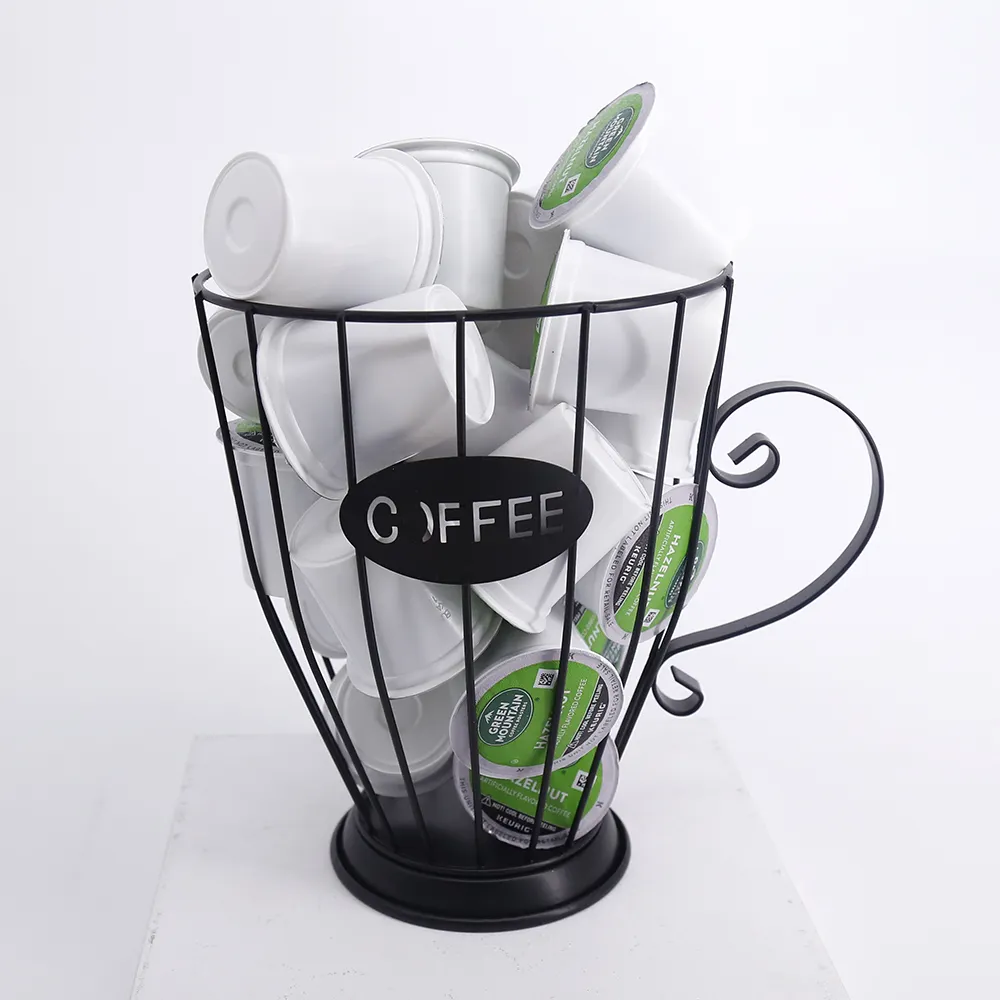 Soporte de metal para almacenamiento de tazas, cesta organizadora de cápsulas de café, soporte para mostrador