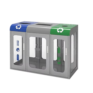 Factory <strong>Custom</strong> 3 Compartment Trash Bin Galvanized Steel <strong>Garbage</strong> Can Sanitation <strong>Containers</strong> Recycling Bin - Product Image 1