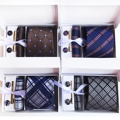 Cravatta Poliestere Business Executive Legame degli uomini di 6 Pezzi Confezione regalo Cravatta