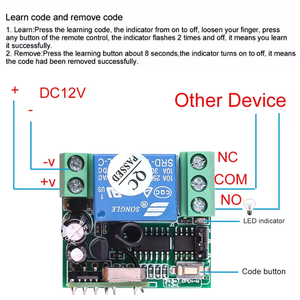 433MHz Telecomando Wireless DC 12V 10A RF Telecomando trasmettitore con ricevitore per sistema di allarme antifurto - Product Image 4