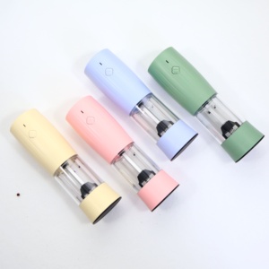 Diseños de botón personalizados Juego de sal y pimienta de plástico Molino de especias 6 niveles Contenedor fácil de rellenar Carga USB - Product Image 1