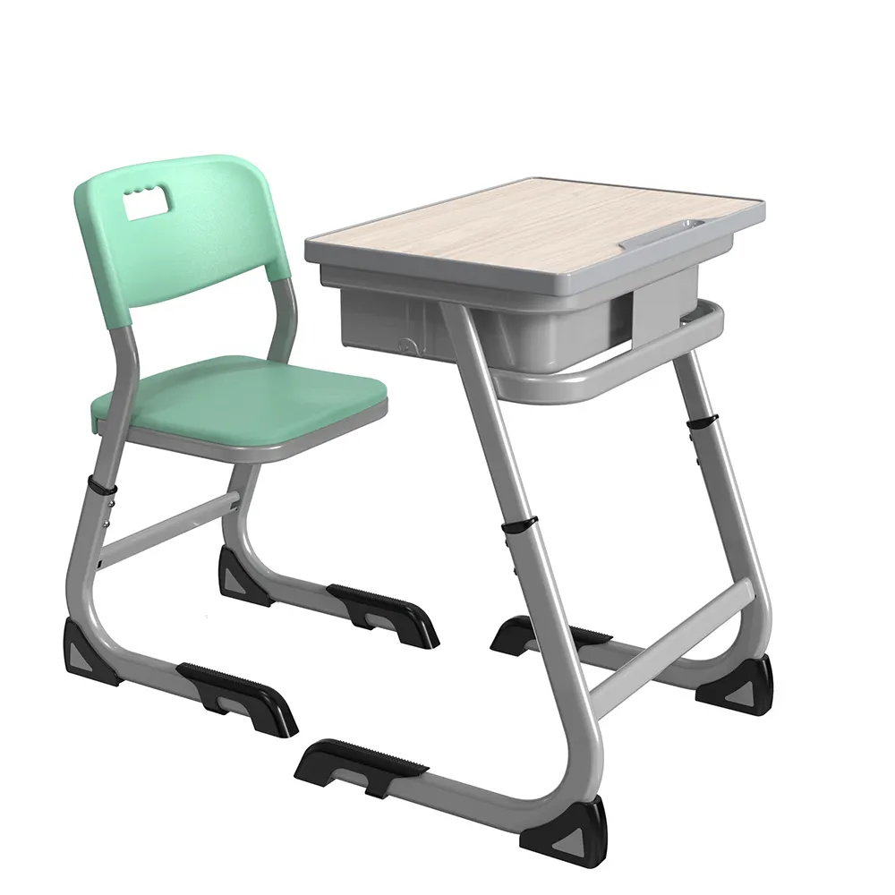 בית ספר ריהוט מחיר ספקים בית ספר אחד שולחן וכיסא עם גובה מתכוונן עם MDF למעלה עבור תלמיד בשימוש