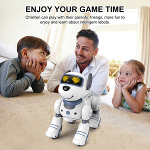 Nuovo Design intelligente RC Robot cane con musica Dance intelligente Robot di programmazione Ai 2.4GHz RC telecomando Robot acrobazie cane giocattoli