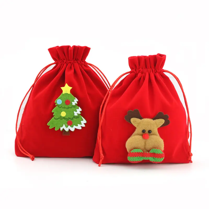 Fábrica Atacado Natal Gift Bags Natal c Buffalo Plaid Small Gift Bag For Kids