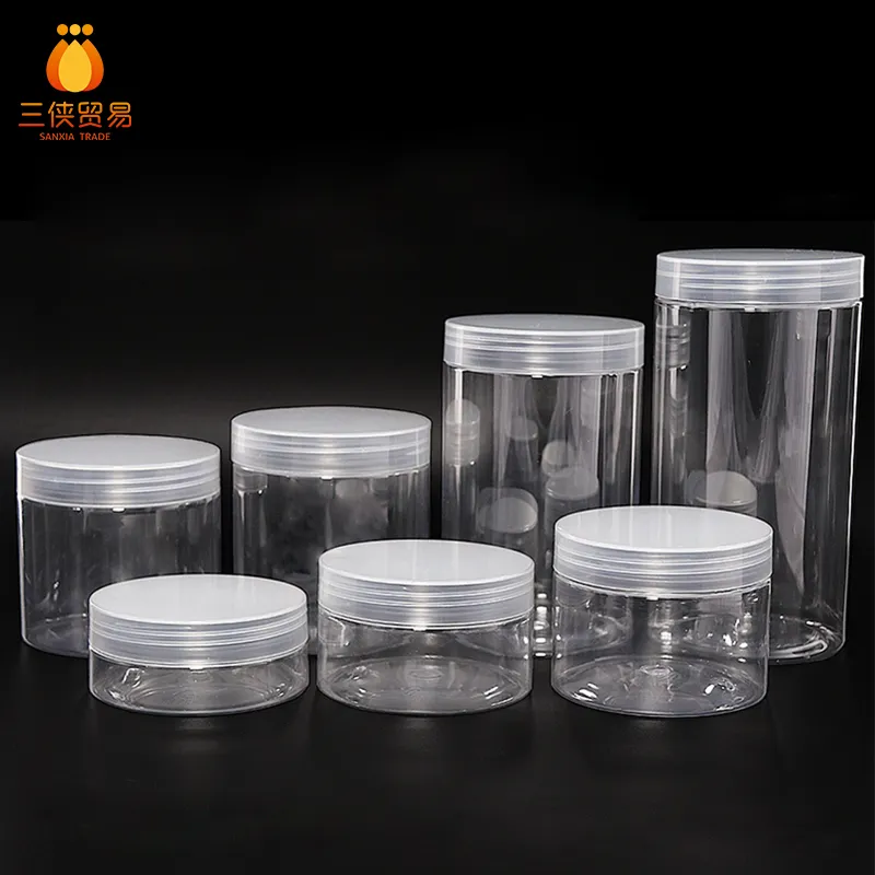 100ml 8oz 500ml 1000ml clear pet plastic storage container food grade cosmetic cream jar with lid