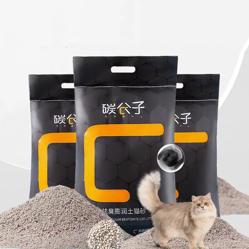 Kohlenstoffmolekulares Bentonit-Reinigungs-Haustier-Katzenklo 10kg niedrigstaubaktivierter gemischter Reinigungs-Satz aus Kohlenstoff Katzenklo