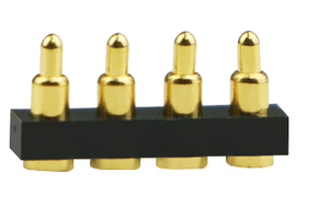 4-<strong>Pin</strong> Spring-Loaded Pogo <strong>Pin</strong> Connector 4.0 mm Pitch Vertical Through Holes 8.0mm PCB Male Header Brass Customized OEM Support - Product Image 3