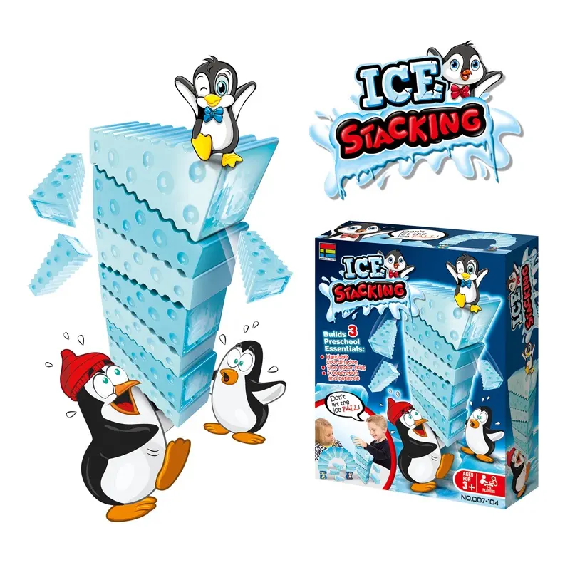 007-104 gelo empilhamento conjunto de brinquedos, divertido, inteligência, pinguim, cubos de gelo, empilhamento, conjunto de brinquedo, desktop para crianças