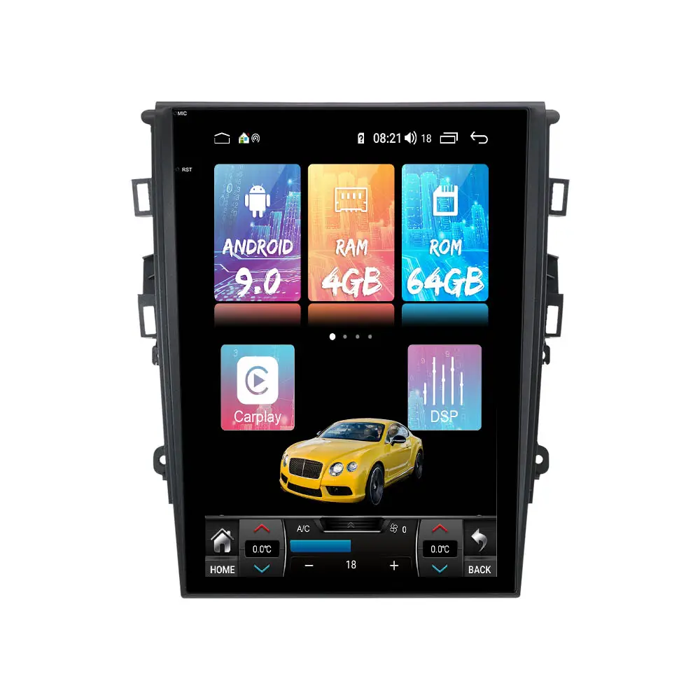 CARPLAY GPS untuk Ford Fusion Mondeo MK5 2013-2017 Tesla Gaya Android 9.0 Mobil Radio Stereo Kepala Unit Stereo Multimedia Auto