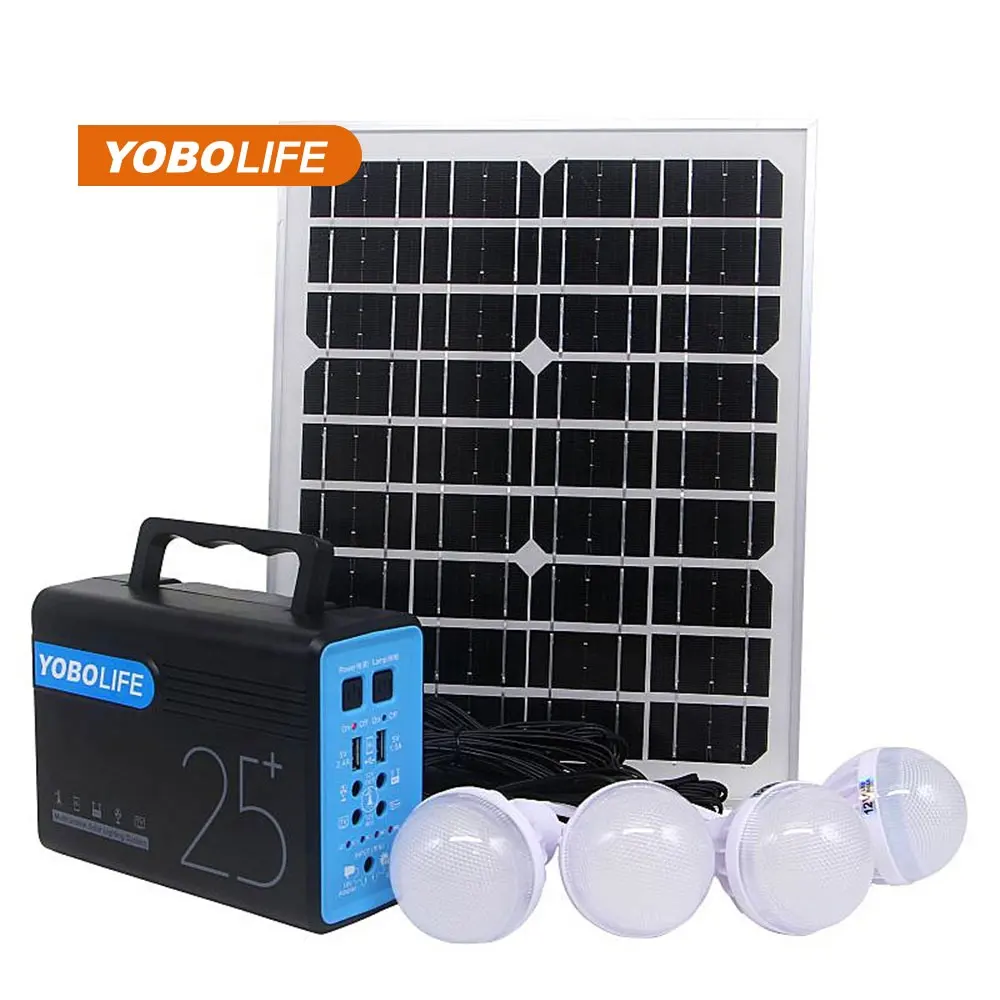 Günstige Indoor Outdoor Solarenergie Home Light System 12V 80Wh für DC Fan TV Solarmodule Backup mit 4 Glühbirnen Ländlicher Bereich Preis