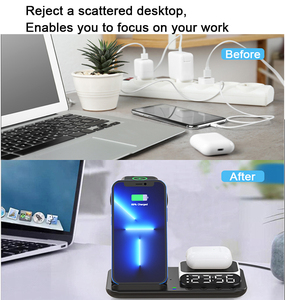Multifunzione 4 in 1 caricatore Wireless con sveglia per Iphone 14 15 Watch Airpods - Product Image 5