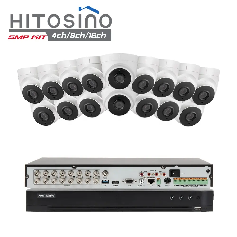 Hitosino Hik 4ビジョンOEM 8 16 ch Channel 5MP Analog Outdoor TVI CCTV DVR XVR Turbo Kit Hybrid Home Security Camera CCTV System