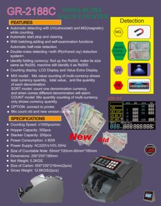 Máquina contadora de dinero con función de detección Contador de facturas Equipo financiero adecuado para contador de efectivo multidivisa - Product Image 5