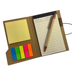 Bloc de notas adhesivas Eco Memo personalizado Bloc de notas pequeño Cuaderno de notas de papel Kraft con bolígrafo Logotipo personalizado