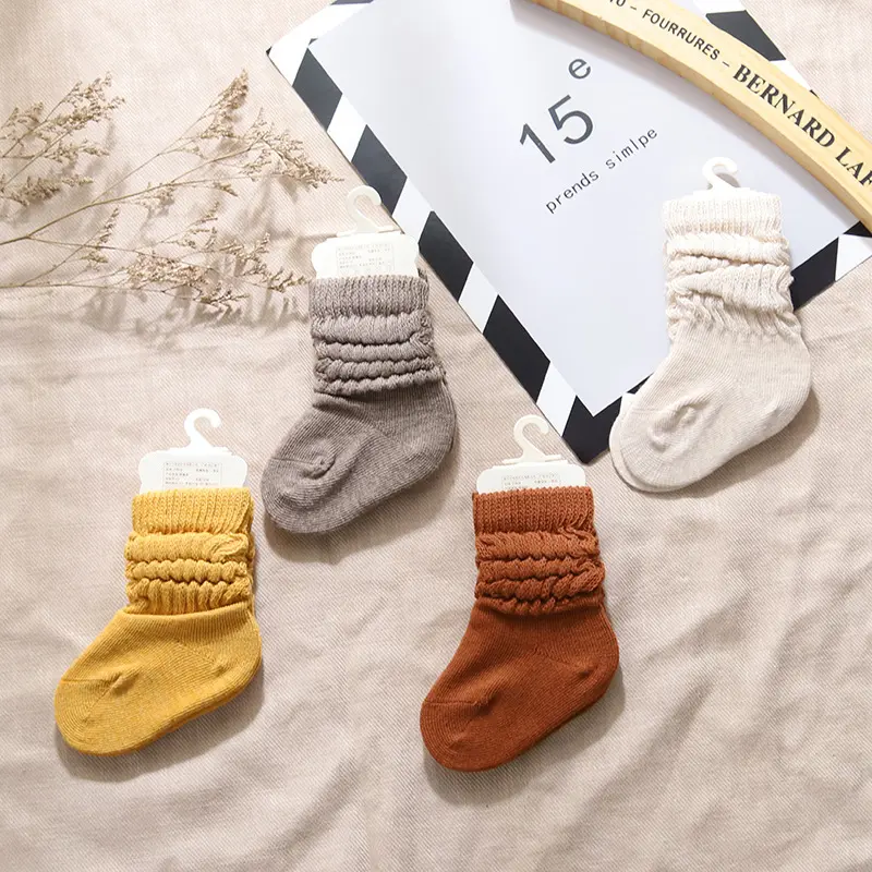 2021 High Quality Solid Color Baby Boy Girl Slouch Socks Combed Cotton Infant Toddler Socks Breathable Kids Slouch Socks