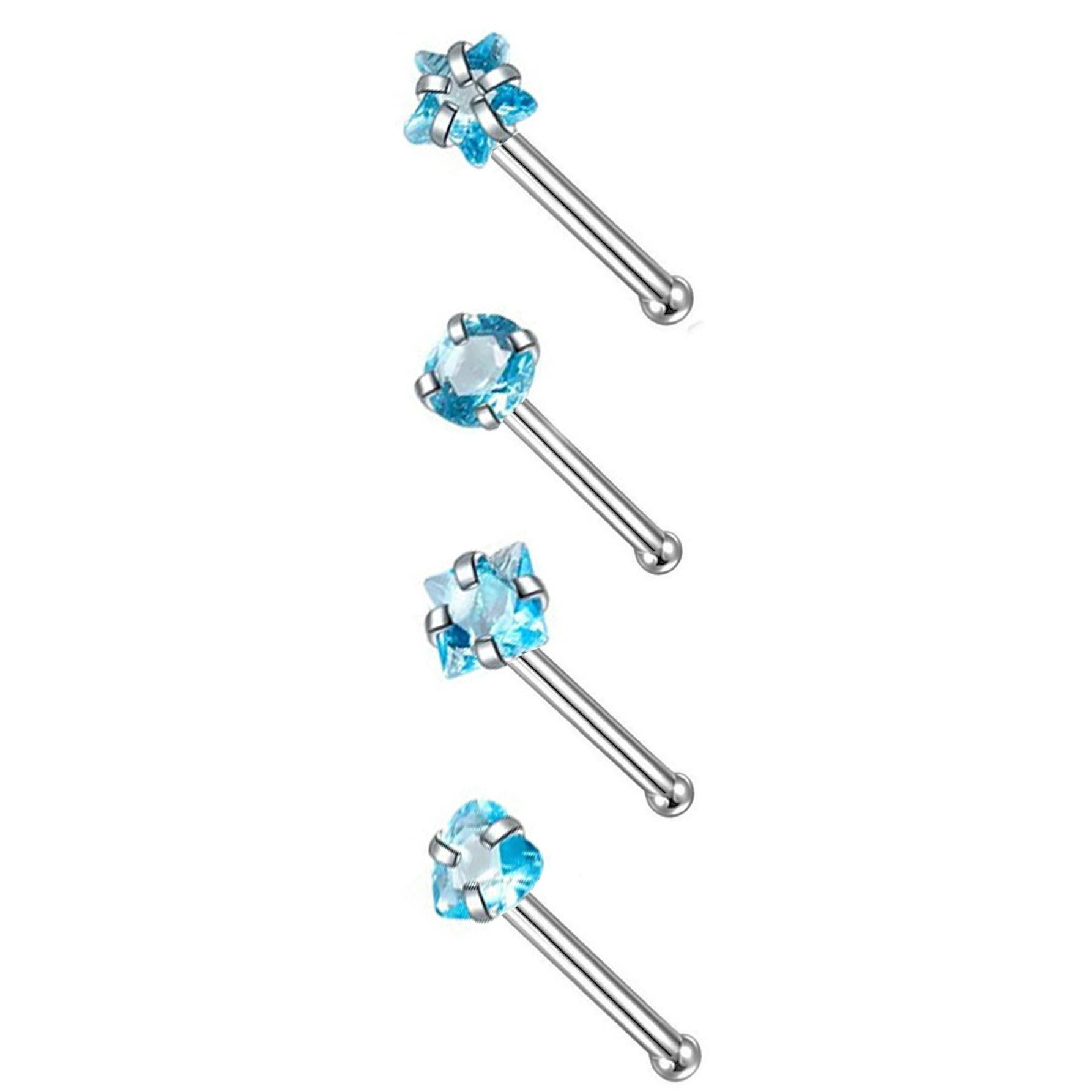 Argent - Bleu Lac - Tige Droite
