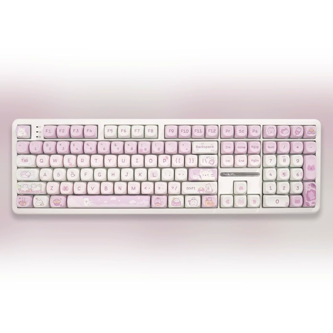 คีย์บอร์ด White-F108 + คีย์แคป M-OA Afternoon Tea Cat