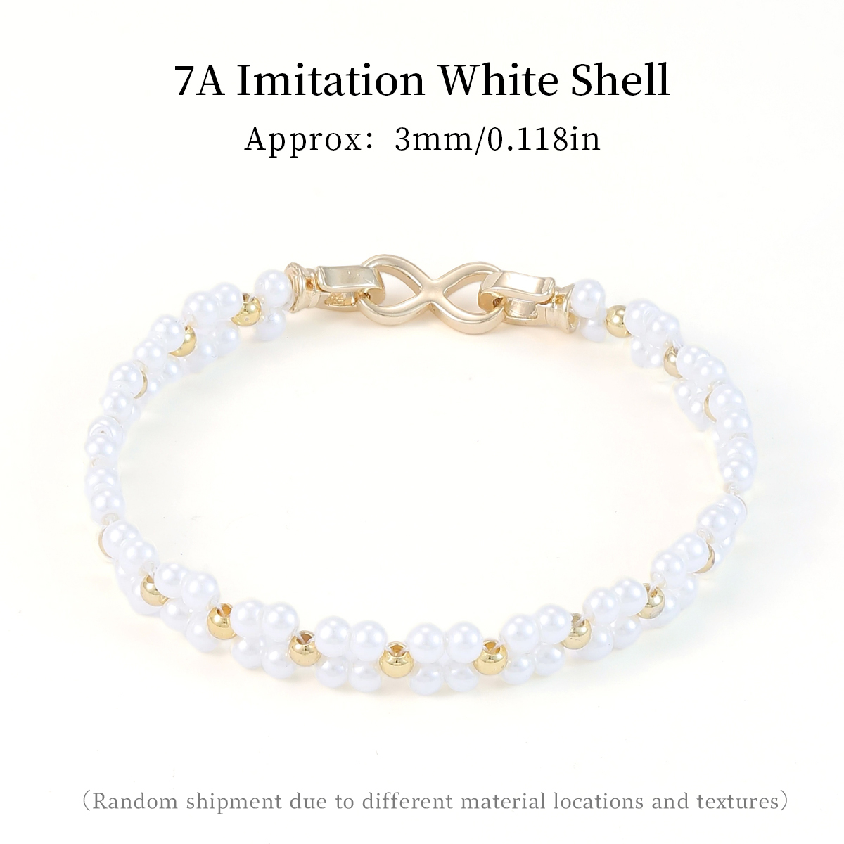 Bracelet fleur à quatre feuilles tissé en coquillage blanc imitation 7A (cp)