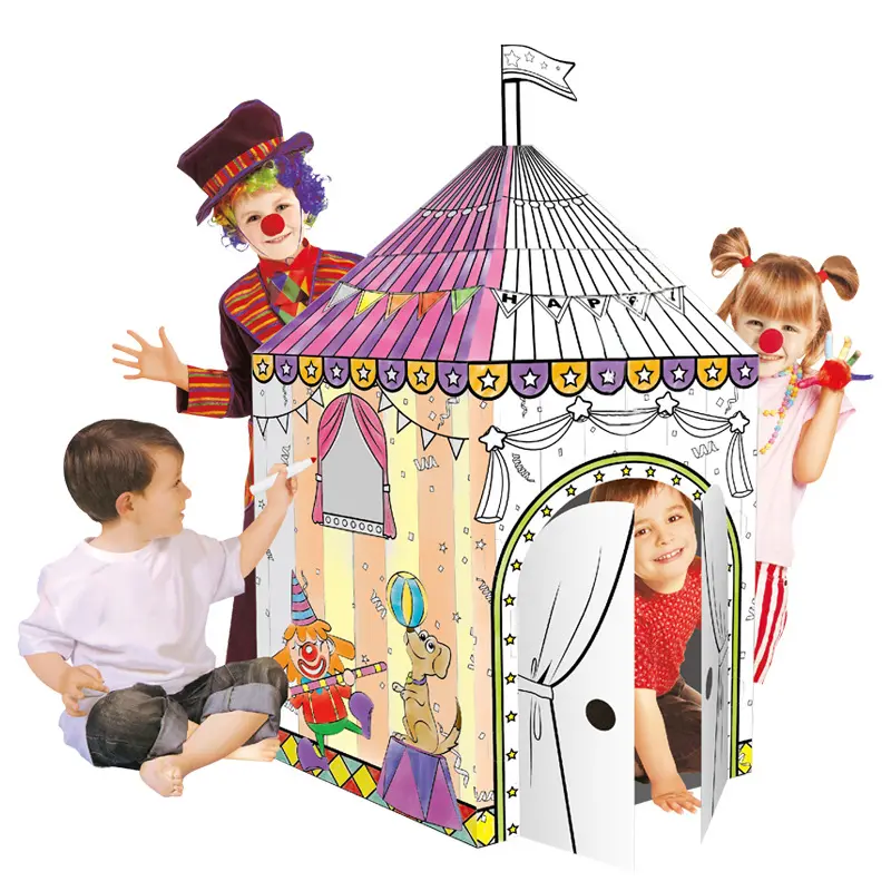 Handgemaltes Haus modell DIY Kinder Färbung kreative Graffiti Zirkus Graffiti Färbung Haus Patchwork Spielzeug